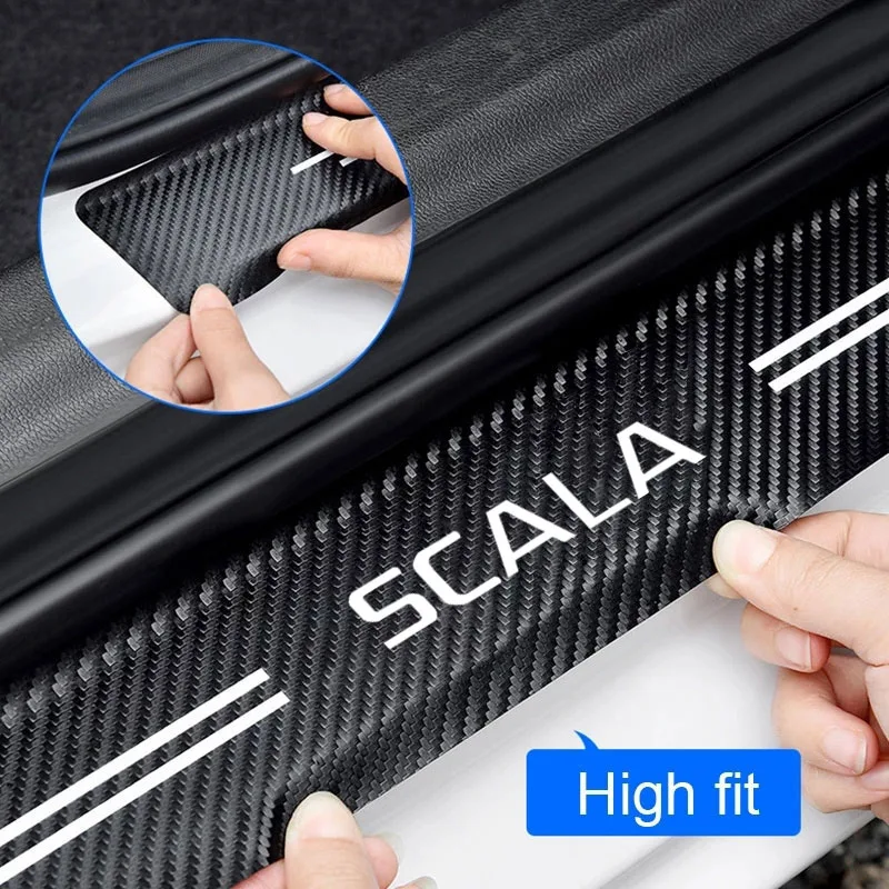 

Car threshold anti stepping protection strip trunk anti scraping strip carbon fiber sticker decoration for Skoda SCALA Sticker