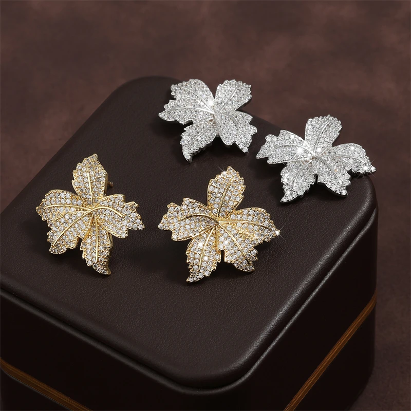 ZAKOL New Sparkling Micropaved Zirconia Leaf Flower Earrings Elegant Luxury Glamor Wedding Party Jewelry For Women 4