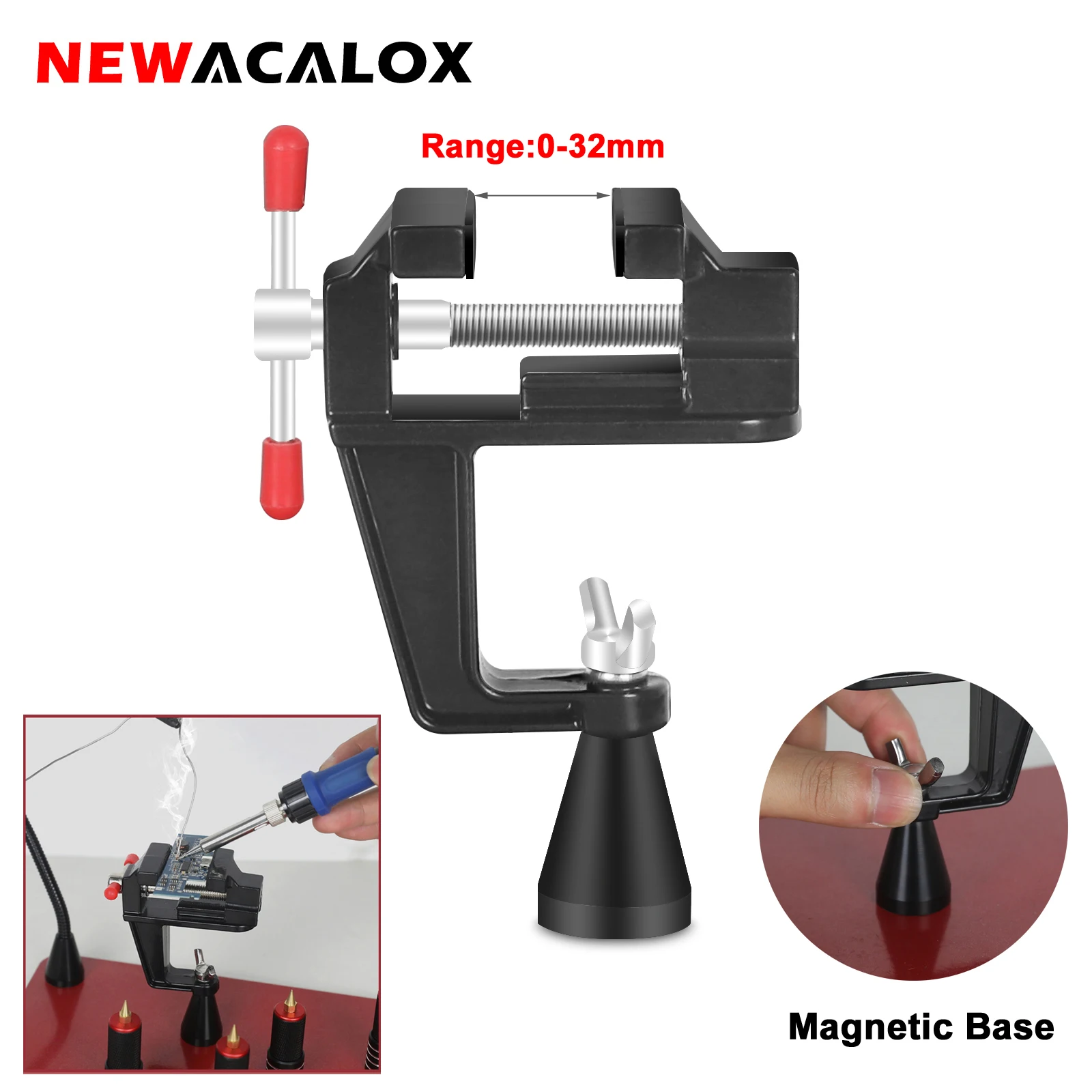 NEWACALOX Magnetic PCB Circuit Motherboard Fixture 360° Rotation Flexible Arm Soldering Third Helping Hand Welding RepairingTool