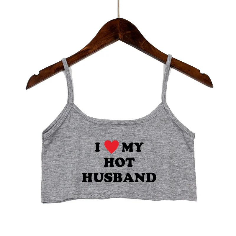 I LOVE MY HUSBAND 여성용 섹시한 탱크 탑, 섹시한 심리스 민소매 캐미솔, 여성 패션 의류