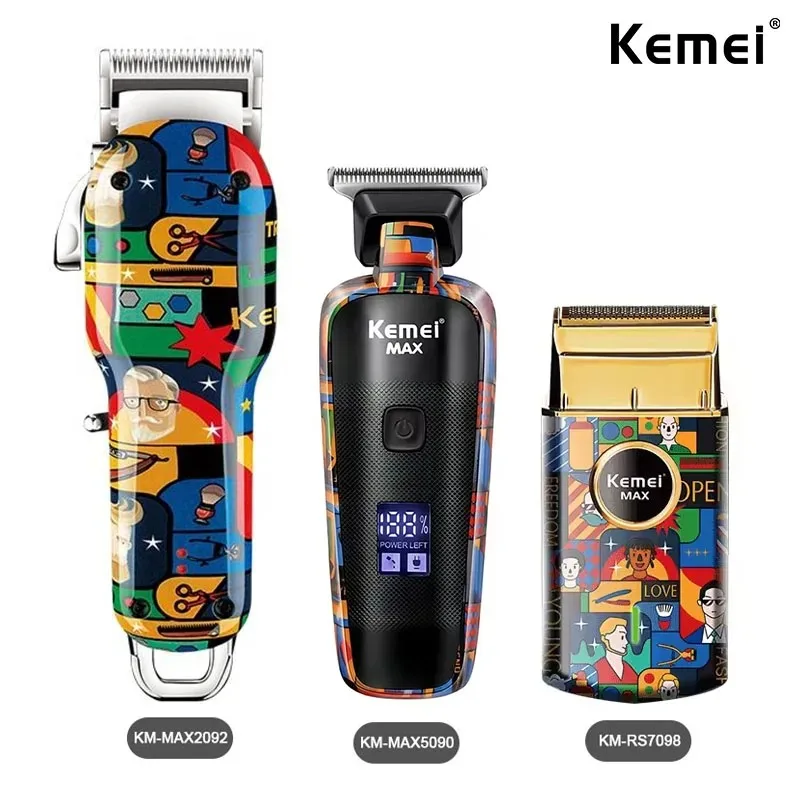 Kemei Wiederaufladbare Graffiti Muster Elektrische Haarschneidemaschine Professionelle Barber Trimmer Mann Rasierer Km-MAX2092 KM-MAX5090 KM-RS7098