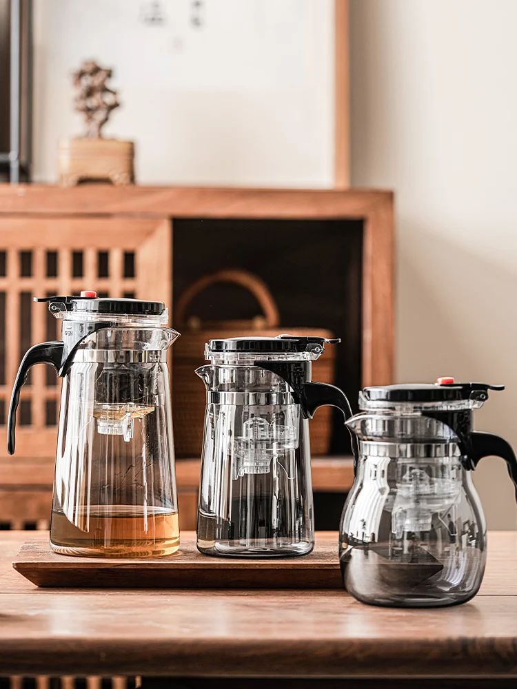 Portable Glass Teapots with One Button, Tea Separation Kettle, Household Tea Maker, High Temperature Resistance, Sets