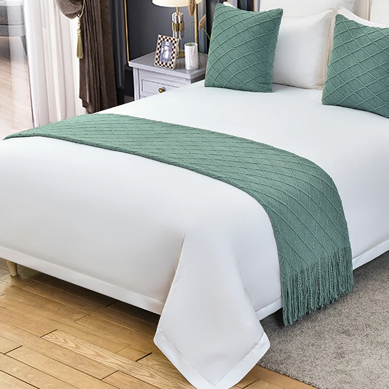 European Style Bed Runner Knitting Tassel Trimmings Bed Runners Home Decor Flag Hotel Homestay Wedding Room Decor Cover