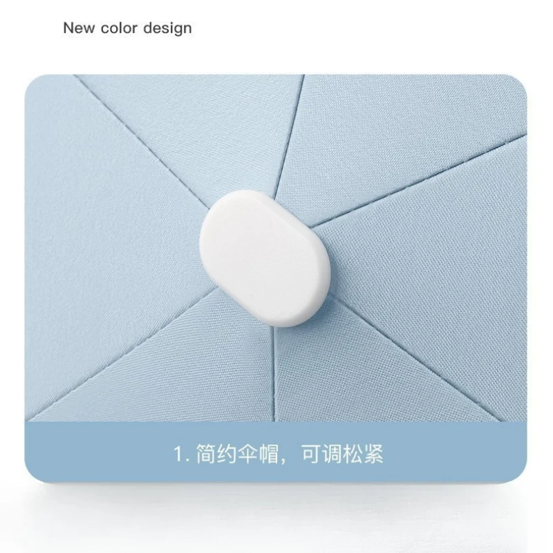 Ultra-Light 6-Fold Flat Umbrella Black Coated UV Protection Sunny and Rainy Umbrella with Portable Strap Gradient Design