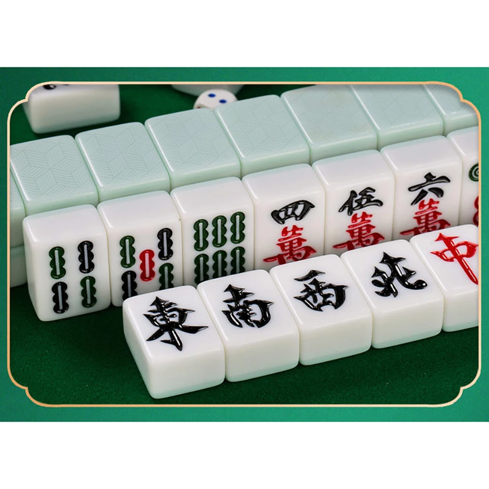 高級壓克力麻將 Chinese Numbered X-Large Green Tiles Mahjong set / Board Game US  Seller