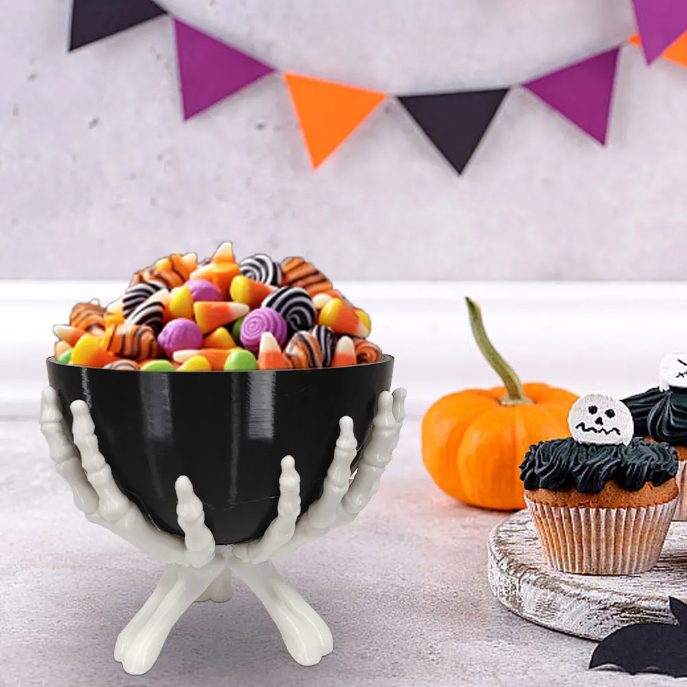 Halloween Candy Bowl Gothic Skeleton Hands Candy Storage Holder Multifunctional Halloween Organizer Holder Scary Home Decoration 6