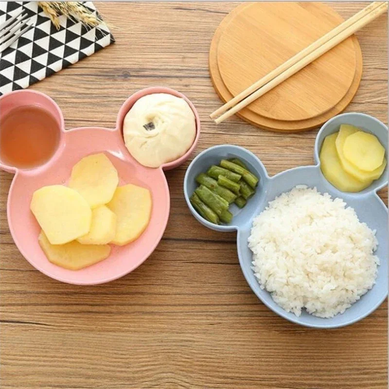 Kid Mickey Bowl Dishes Cartoon Mouse Lunch Box Kid Baby Children Infant Baby Rice Feeding Bowl Plastic Snack Plate Tableware