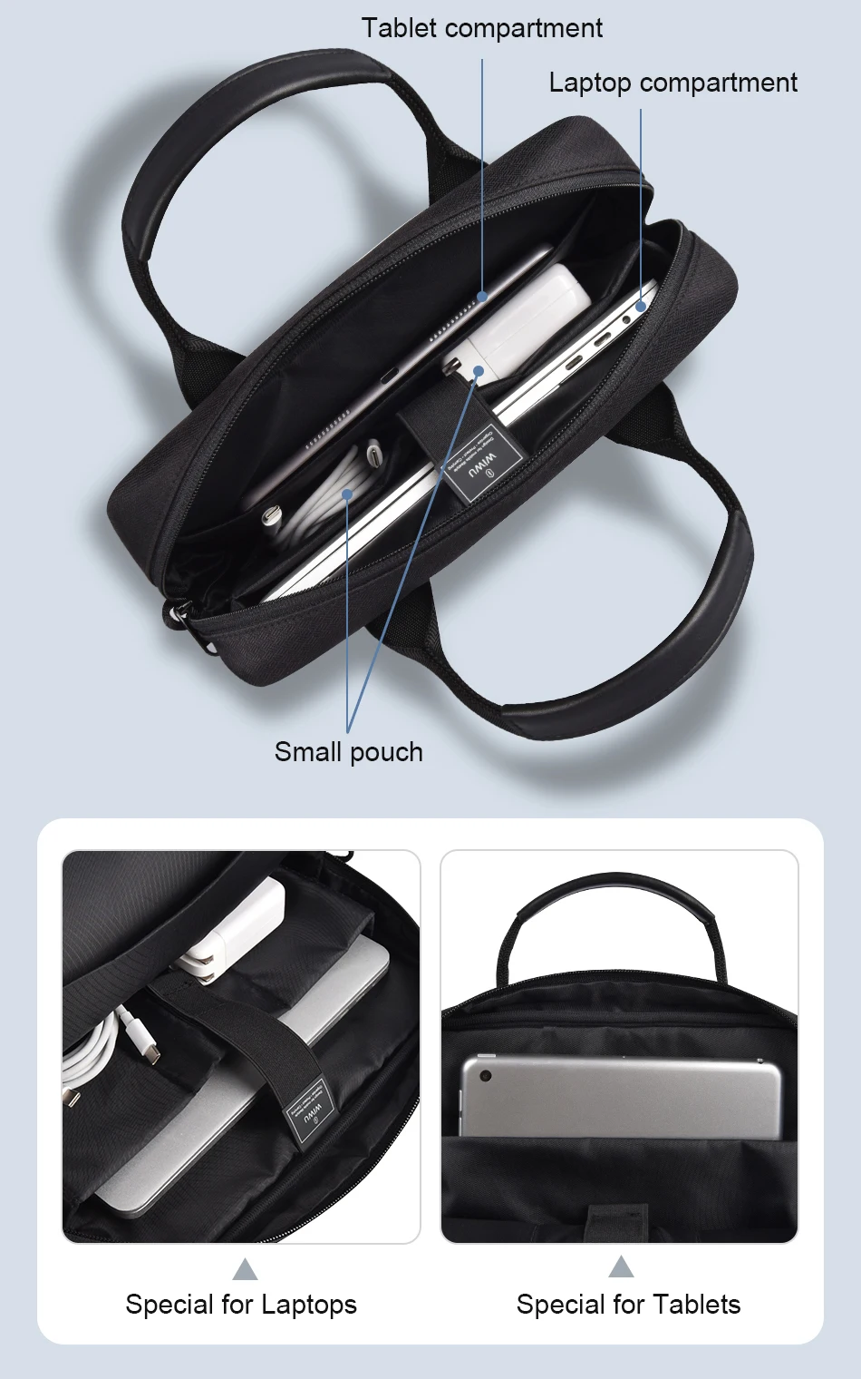 wiwu bolsa para portátil para macbook pro bolsa de ombro prova dwaterproof água para macbook pro ar carry caso para ipad pro