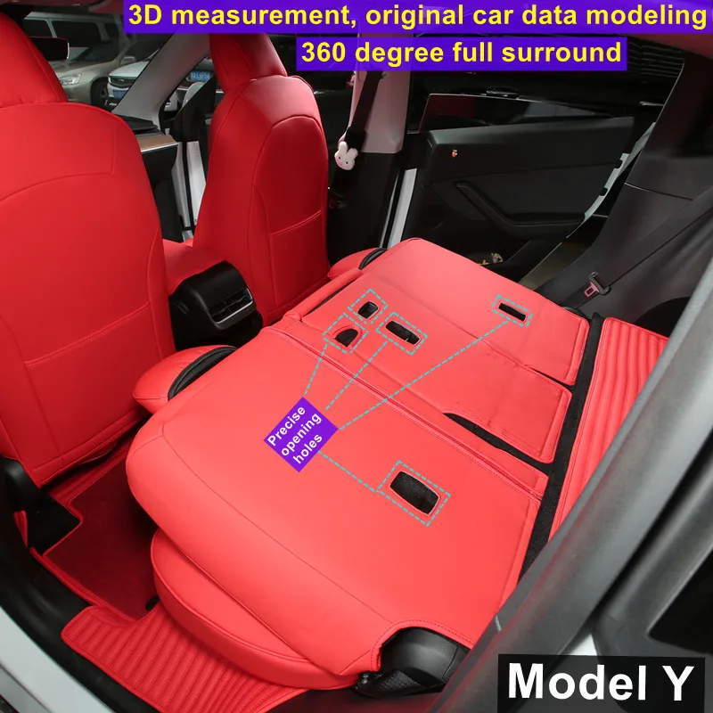 HEYCE Set Coprisedili Auto Per Tesla Model 3/Y, 4 Pezzi, Tessuto Traspirante Antiscivolo, Protezione Sedili - 4