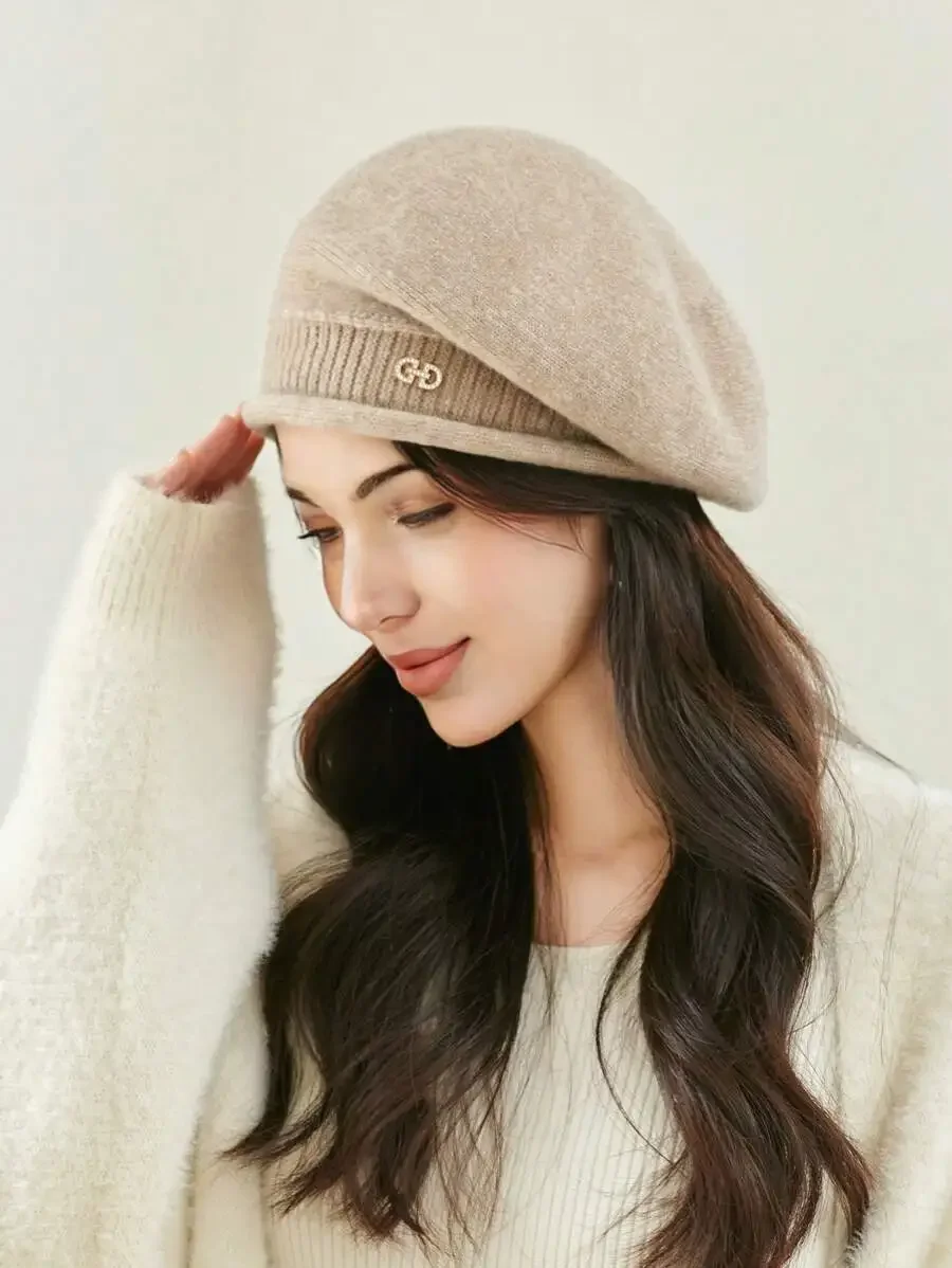 Women's Beret Hat Elegant Autumn Winter Warm Painter Style_voghion.com