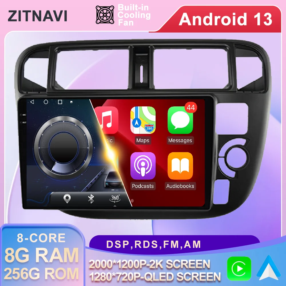 

Автомагнитола 9 дюймов, Android 13, для HONDA CIVIC 1995-1999, BT, 4G, LTE, мультимедийное видео, DSP, стерео, 2din, Авторадио, AHD, QLED, ADAS