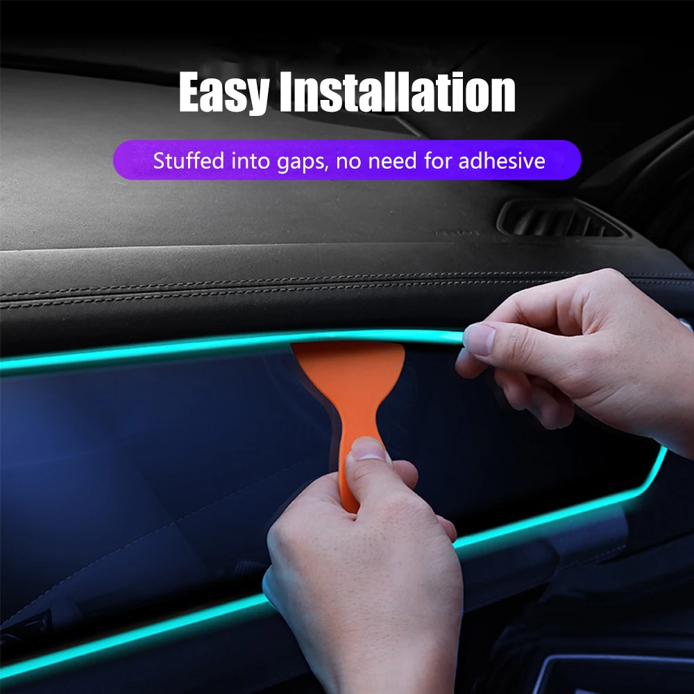 풀 컬러 스트리머 OBD2 자동차 분위기 조명, RGB 범용 LED 인테리어 숨겨진 아크릴 스트립, 심포니 분위기 램프, 5m