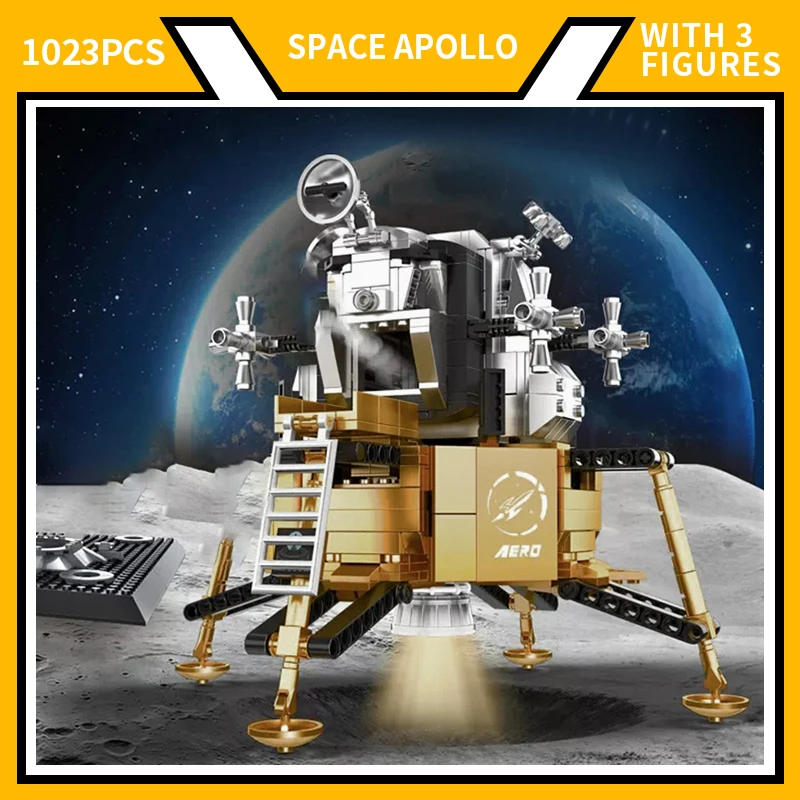 

Space Exploration Model Building Apollo Lunar Module Blocks with 3 Miniatural Astronauts Collection Toy for Kids Gift 1023pcs