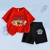 PAW Patrol Summer New Boys Short Sleeved Top Shorts Two Piece Set Children's Casual Breathable Outfits Kids Beach Clothing Suit 1