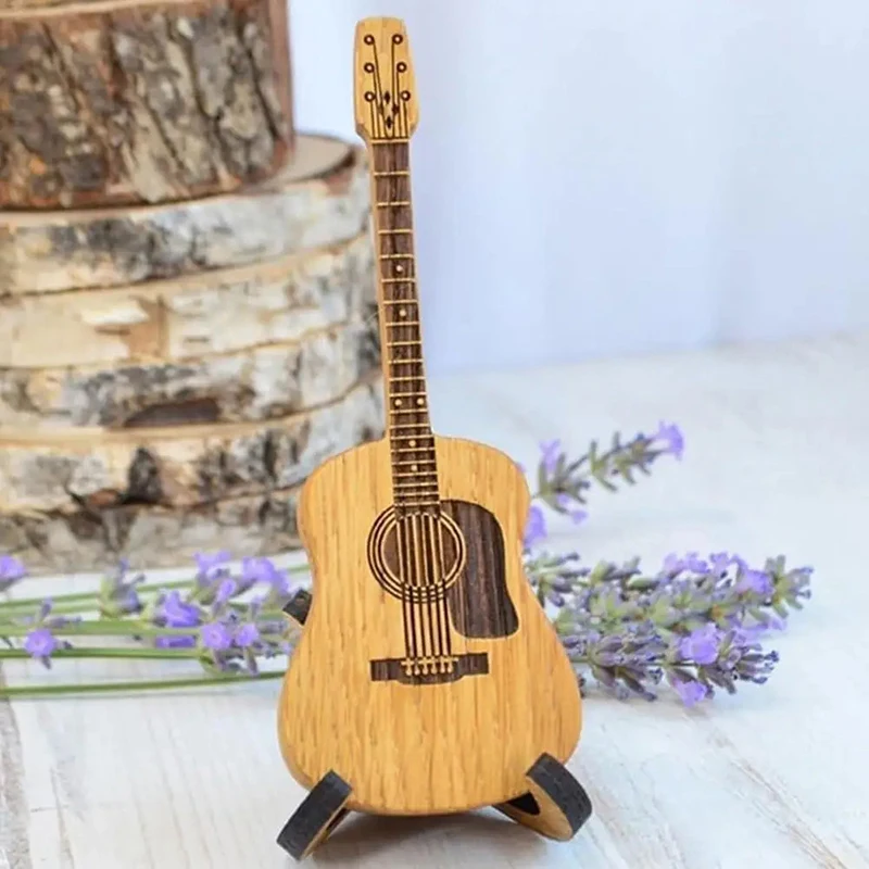 

Деревянный ящик для акустической гитары с подставкой, портативный контейнер для хранения гитарных медиаторов ручной работы без заусенцев