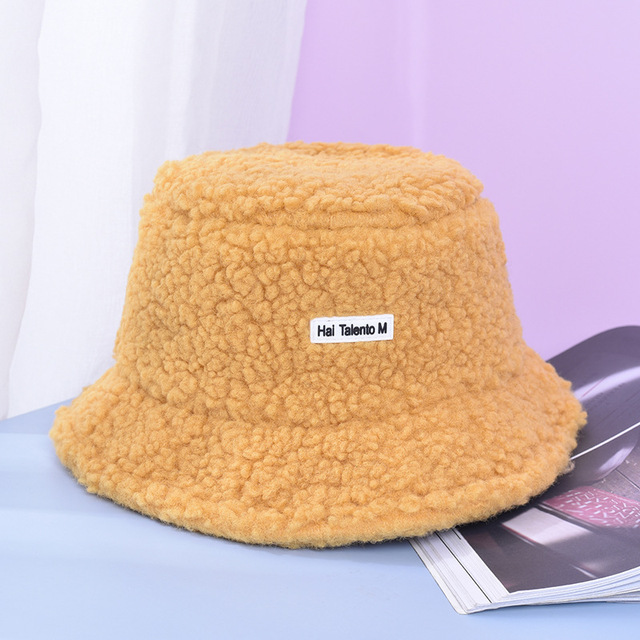 Wool Faux Fur Bucket Hat Winter Warm Teddy Velvet Hats for Women Lady Thicken Bob Panama Outdoor Fisherman Hat Caps