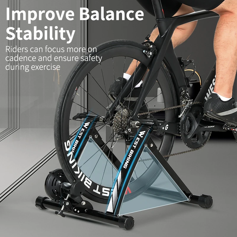 WEST BIKING Indoor Cycling Trainer 6 Speed Magnetic Resistance Wire Control Bike Trainer MTB Road Bike Roller Cycling Platform Bike Trainer