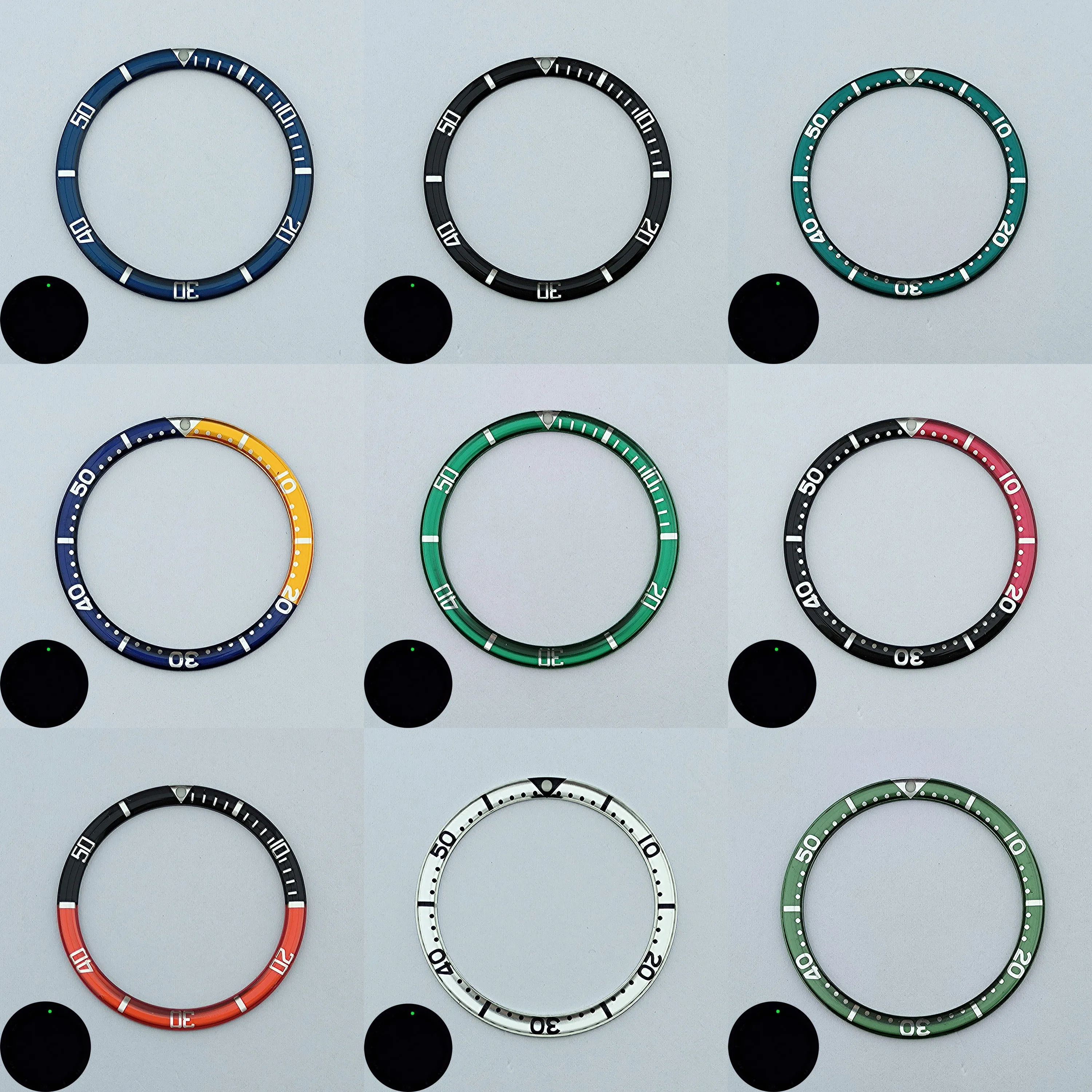 알루미늄 GMT 시계 삽입 베젤, 발광 베젤, 40mm SUB 케이스 시계 액세서리 수리 도구용 플랫, 38mm