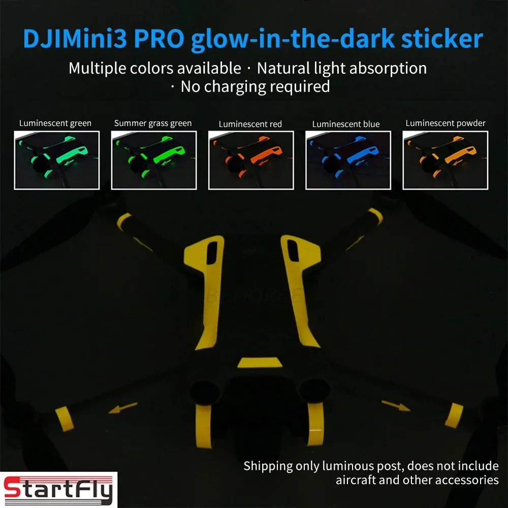 For DJI Mini 3 Pro Drone Luminous Stickers Decoration Decals Skin Anti-Scratch Protective Film Night Safety Flight Accessories ﻿