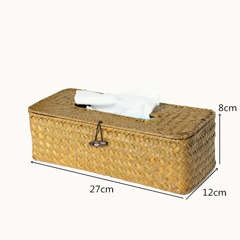 Rattan Tissue Box Cover Rectangular Napkin Case Woven Napkin Paper Container Home Car Napkins Holder Ofiice Home Organizer tissue box,tissue dispenser,napkin holder