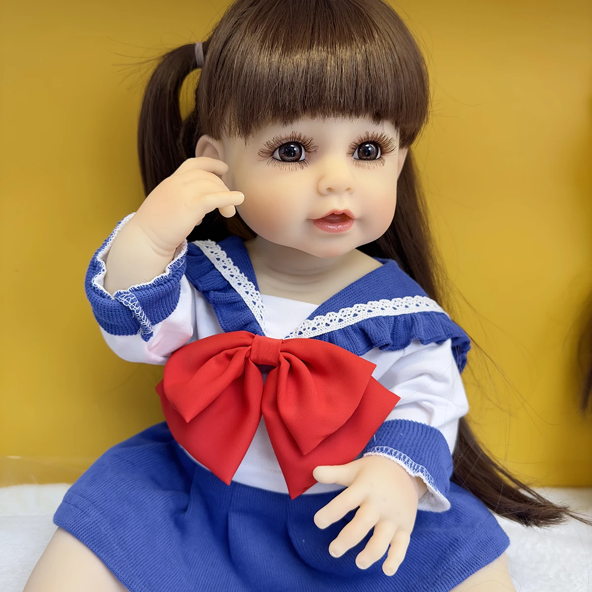 살아있는 듯한 부드러운 촉감 인형 소녀 장난감, 전신 실리콘 , 55cm