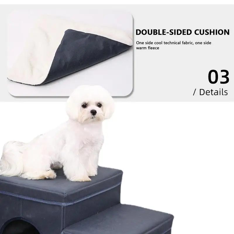 Dog Stairs Non-Slip 3-Step Dog Ladder Foldable D0ggy St-eps Portable Pet Step Stairs With Pet Toy Storage Box Supplies