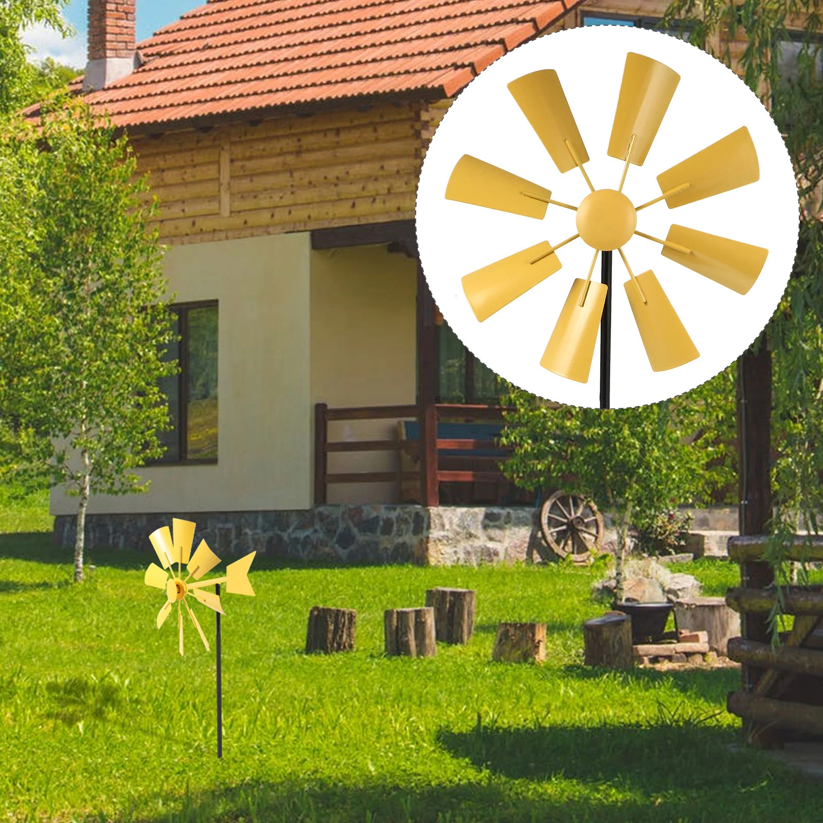 

Iron Windmill Yard Winnower Garden Ornament For Outdoors Rotating Windmill Pastoral Plugin Garden Park Decoration