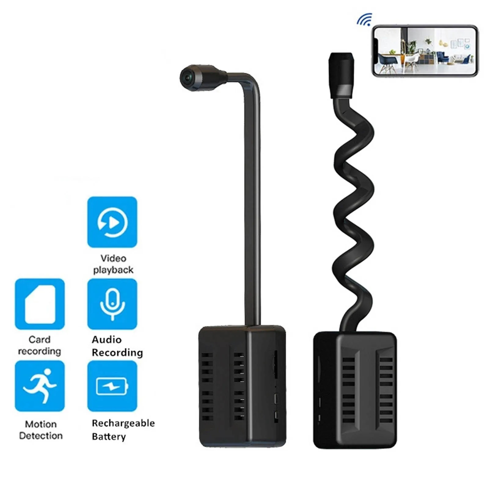 Security Cameras HD 1080P X7 Mini WIFI Camera Surveillance Camera with Small Adjustable Snake Lens for Photo Video Security Cameras Small Cameras