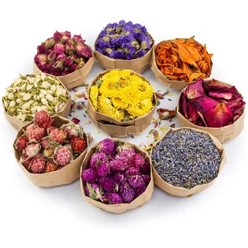 Dried Flowers, Natural Wedding Flower Herbs Kit for Soap Making, Candle 9/16 Bags Include Dried Lavender, Rose Petals, Jasmine 7