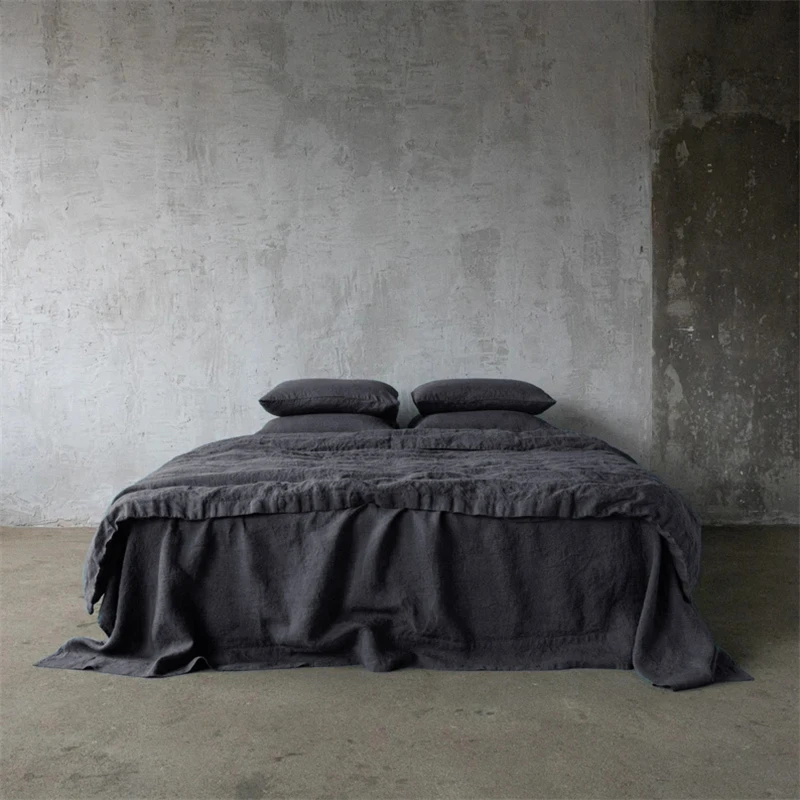 Duvet Cover Set 100% Pure Linen Feel Super Soft Comfortable Chic Soft 3 PCs Home Bedding Set King Quilt Cover And Pillowcases 5