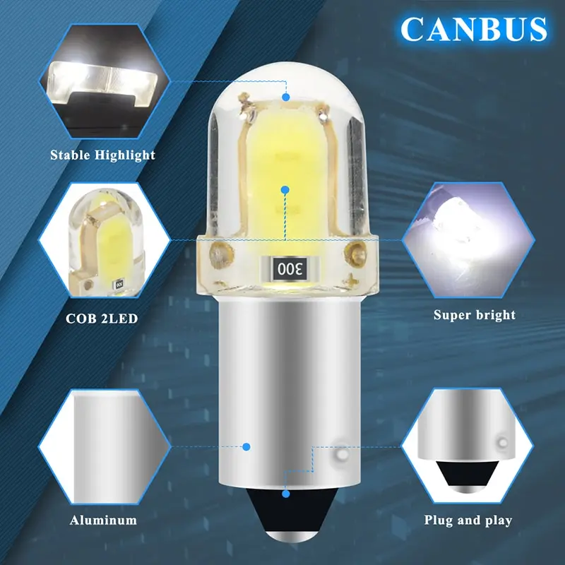 �ڵ��� LED CANBUS COB 2LED ����, �ڵ��� ���׸��� ��ȣ�� ����Ʈ ��Ŀ, ���� �ڵ� ����, ���, 10x BA9S, T4W, H6W, W5W