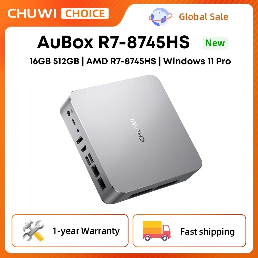 CHUWI AuBox Mini PC AMD Ryzen 7 8745HS 16GB DDR5 512GB SSD Windows