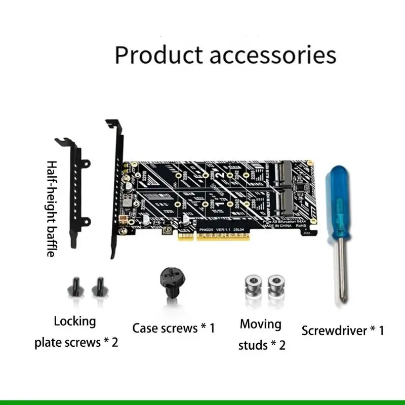 U55C 더블 NVMe PCIe 5.0 어댑터 M.2 NVME M 키 카드 더블 베이 확장 카드