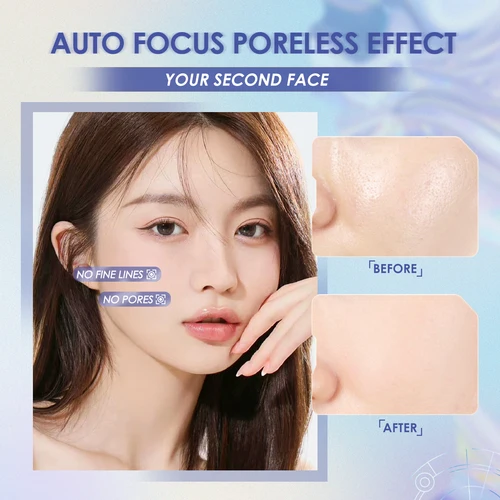 FOCALLURE 여성용 메이크업 베이스 프라이머, 보이지 않는 모공 라이트, 오일 프리 메이크업 마감, 주름 없음, 케이키 얼굴 컨실러 화장품 3