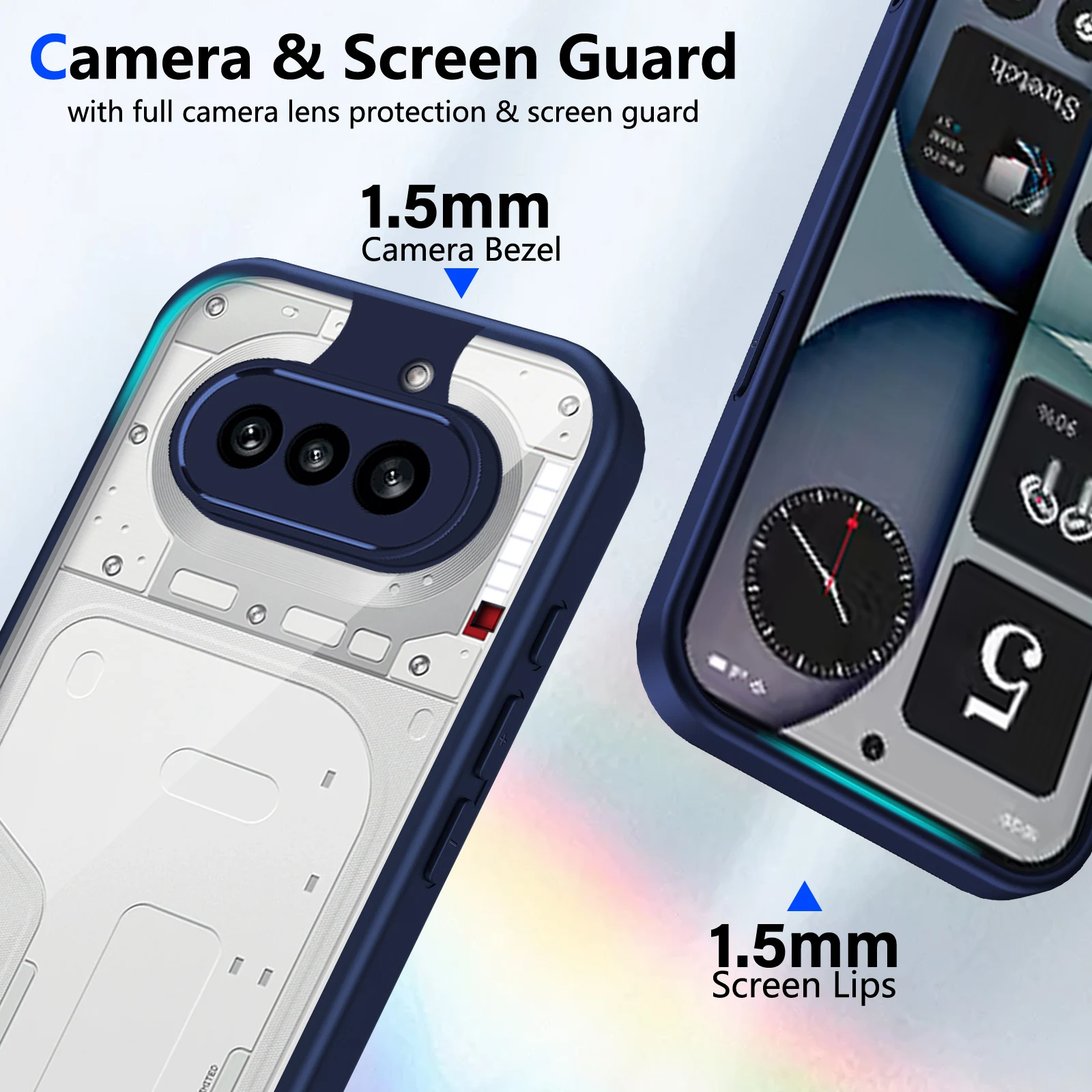 Shockproof Silicone Plating Bumper Case with Clear Back Cover and Hard Matte Finish