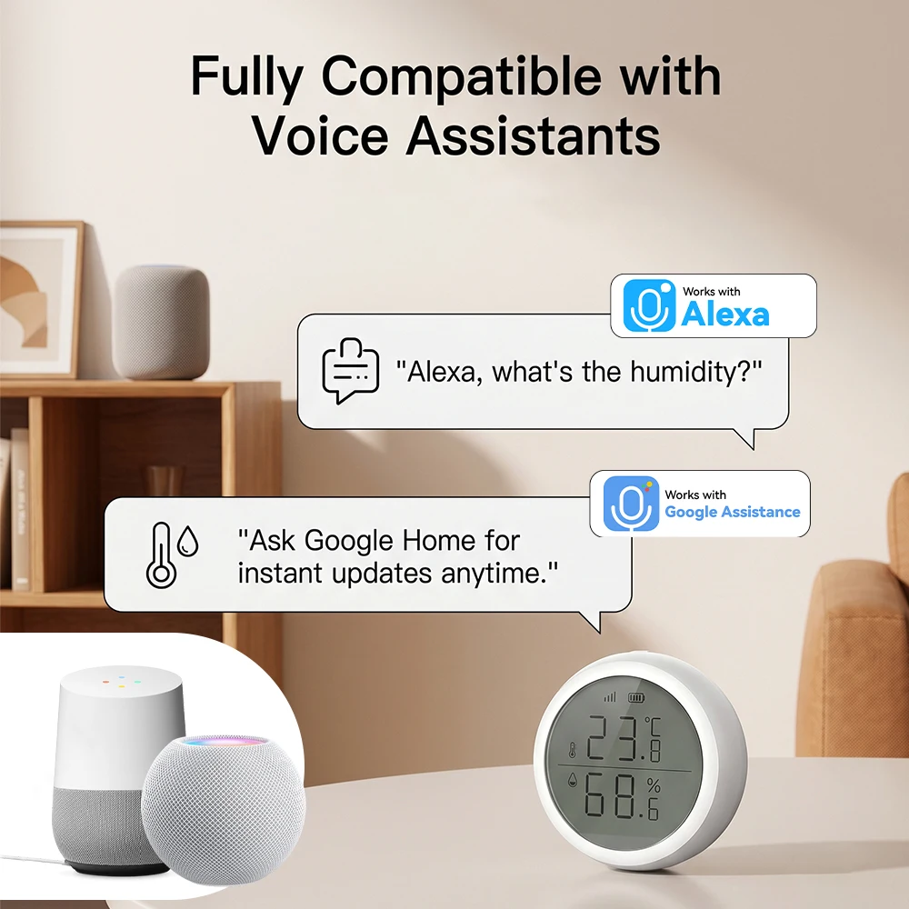 Smart Indoor Wireless Temperature & Humidity Sensor