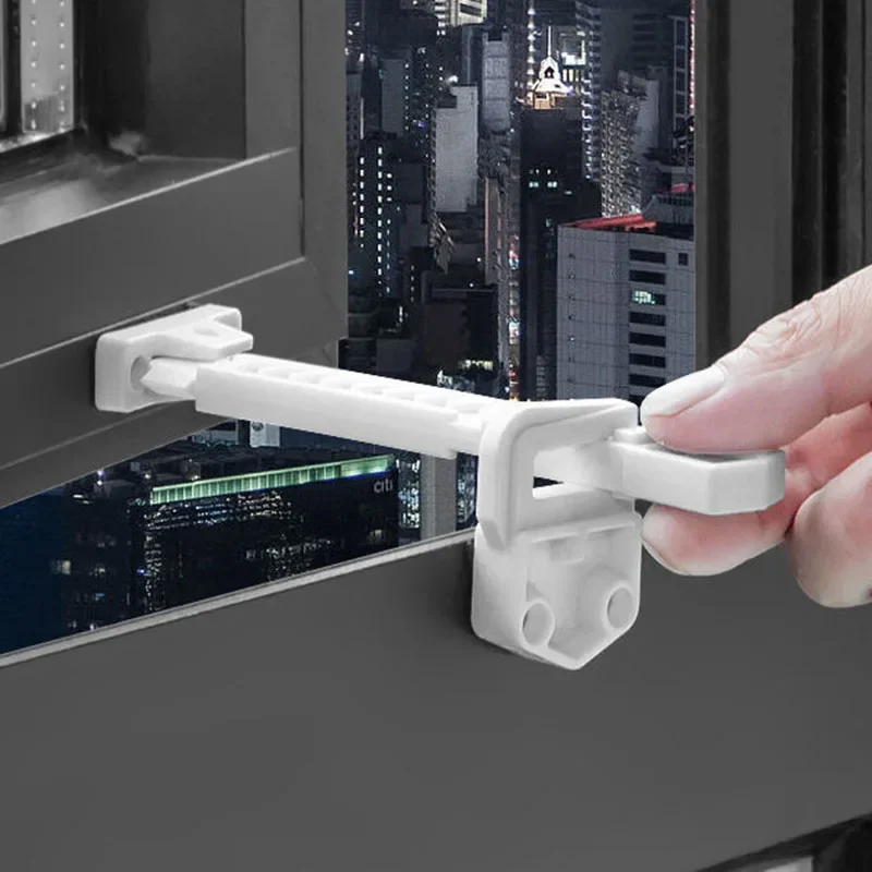 Adjustable Wind Brace Protector Wind Hook Latches Plastic Steel Windows Support Child Proof Door Blocking Lock Limiter
