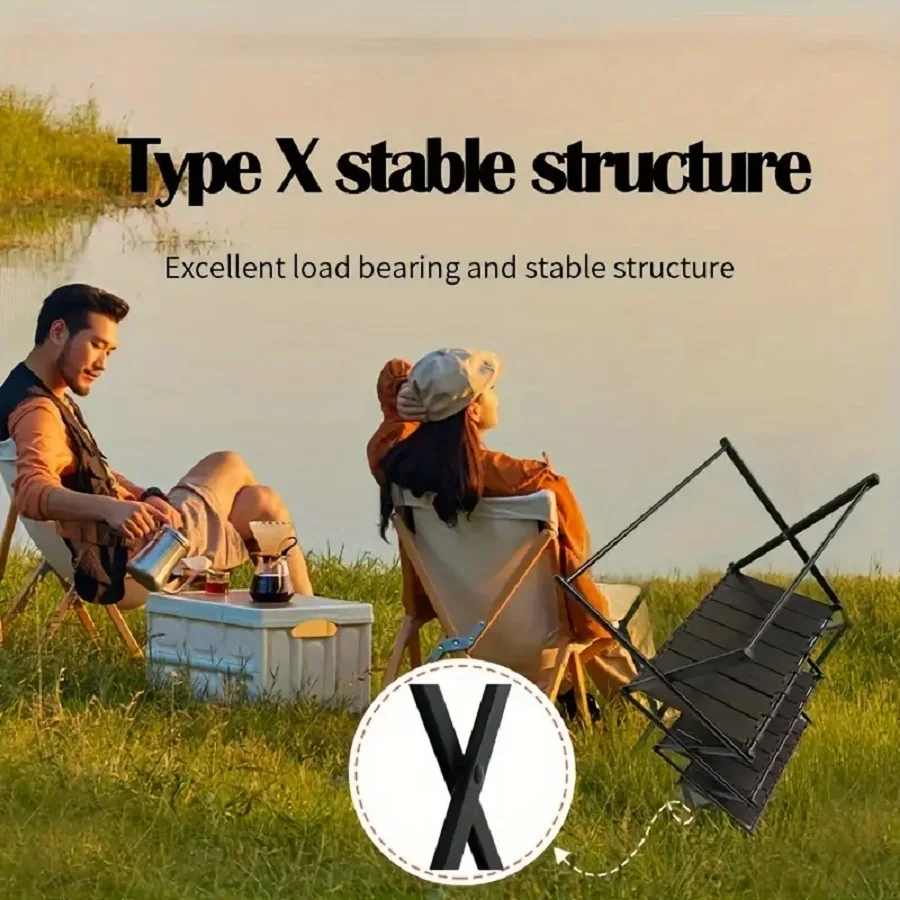 Two-in-one multifunctional folding table, outdoor camping picnic table, aluminum alloy three-layer folding rack, portable table