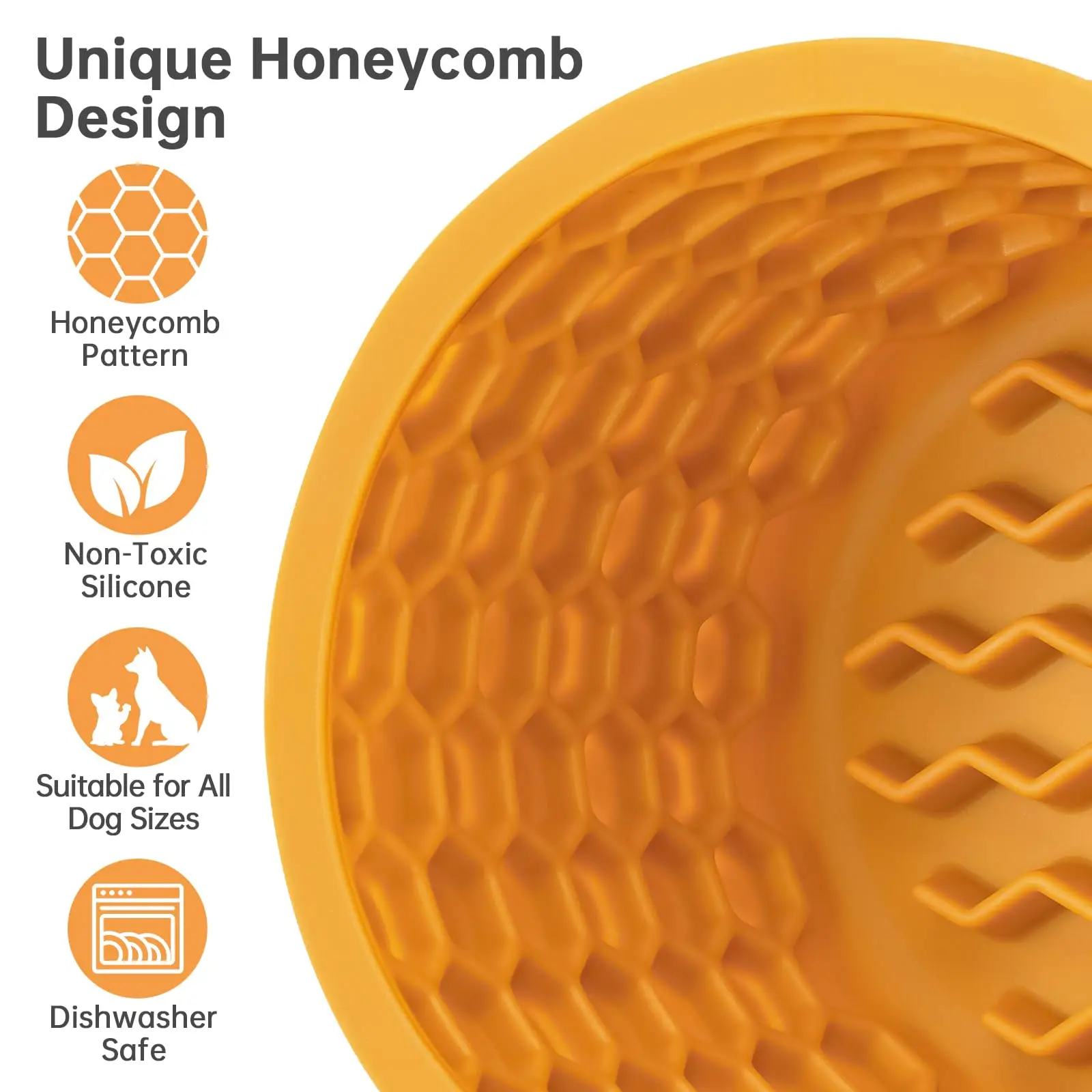 New Silicone Dog Slow Feeder Bowl with Honeycomb Lick Mat Slows Eating & Aids Anxiety Relief Dishwasher Safe & Freezer-Friendly