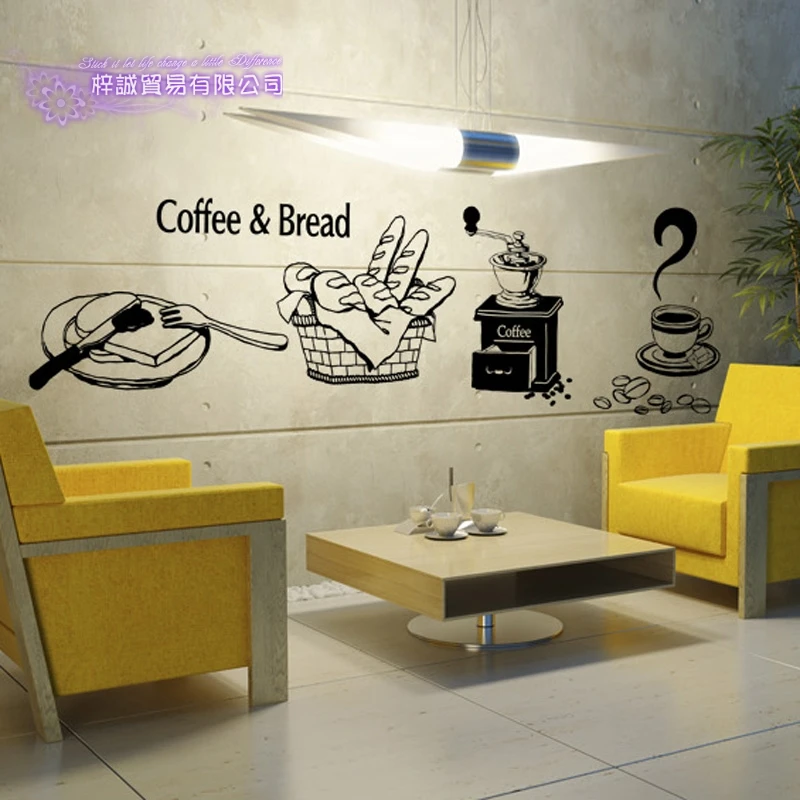 Coffee Shop Sticker Bean Milk tea Decal Cafe Cup Poster Vinyl Art Wall Decor Mural Decoration Bread Coffee Break Glass Decals
