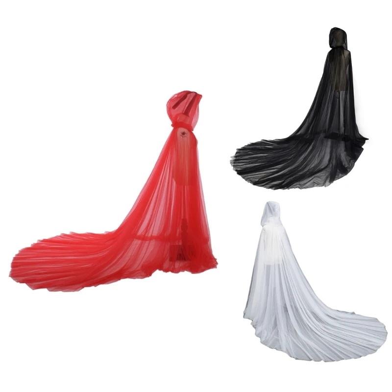 

Fancy Dress Party Wizard Witch Mantle Outfit Hooded Dress up Gown Poncho Gift M6CD