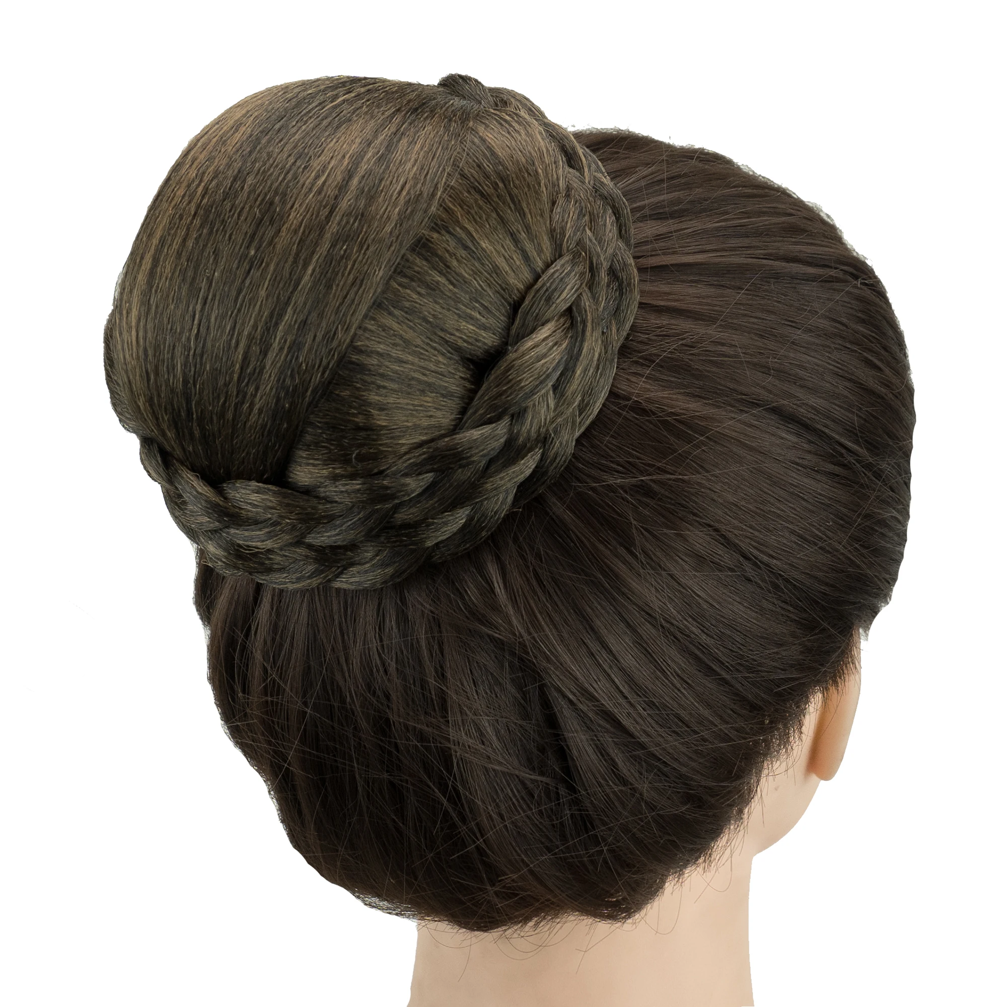 Soowee Chignon intrecciato Capelli sintetici Chignon Dancer Parrucca Updo per ragazze Posticci Scrunchies Copertura per capelli ciambella grigia - immagine 5