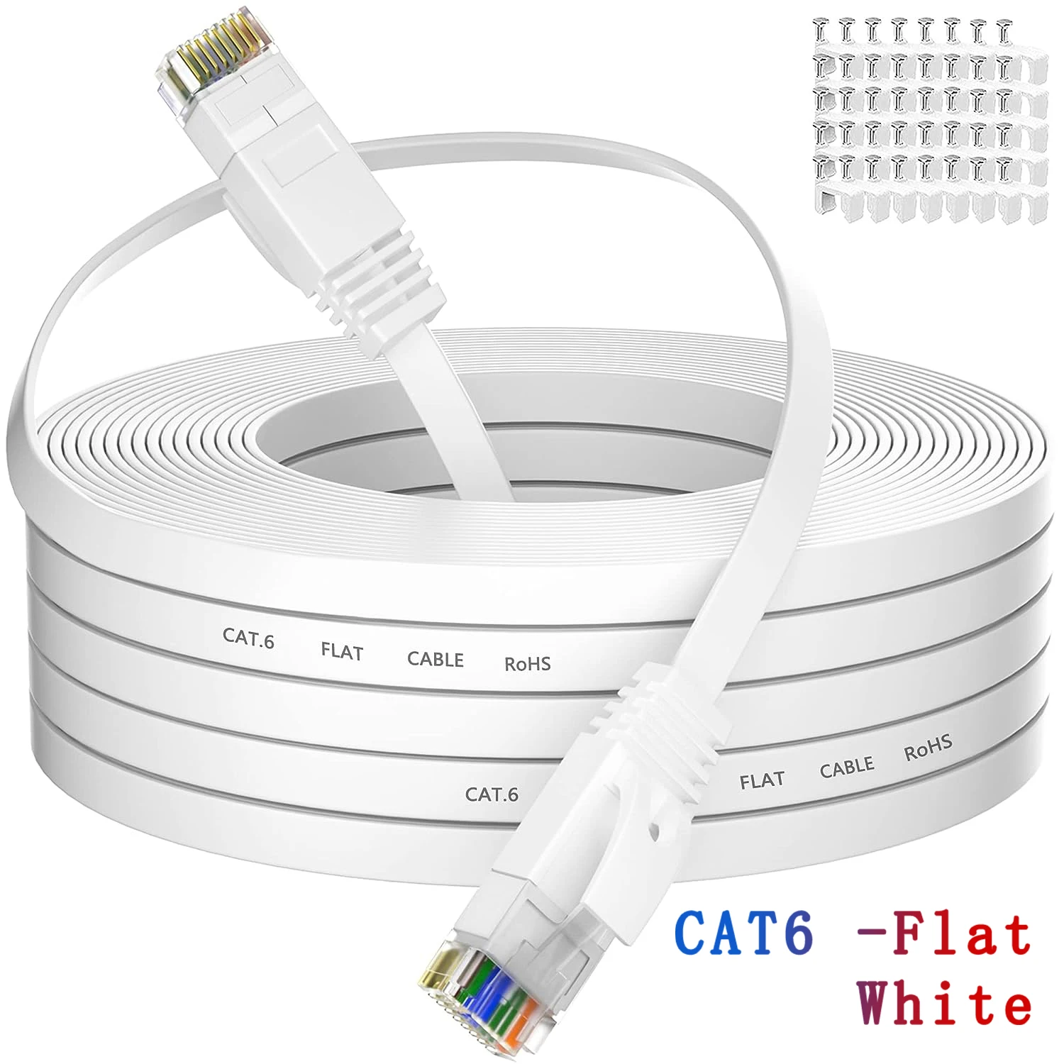 High-Speed Flat Cat6 Ethernet Cable with RJ45 Connectors – Available in Various Lengths