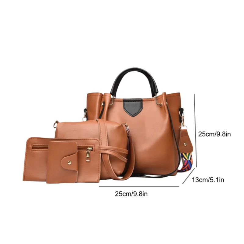 Women's Handbag New Fashion 4-Piece Set Tote Shoulder Crossbody Bag Bucket Bag Multi-Functional CarryAll