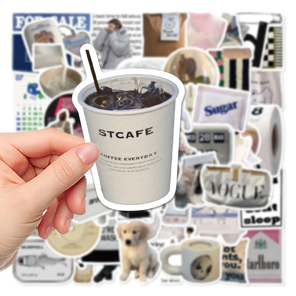 57pcs 빈티지 인스 심플 귀여운 스티커 노트북 냉장고 전화 스크랩북 헬멧 데칼 스티커 스토리 스토어