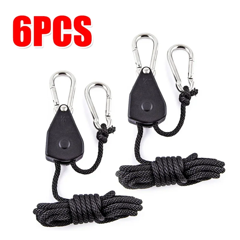 6PCS Heavy Duty Adjustable Rope Clip Yo-yo Hanger Growing Plant Lamp Hook Plant Tent Lamp Hanging Lanyard Lifting Pulley Hook led grow light adjustable rope clip hanger