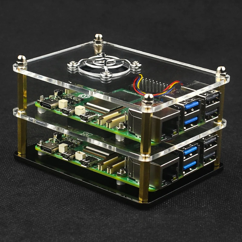 Raspberry Pi 5 Acrylic Case 1-5 Layer Transparent Enclosure PWN Cooling Fan Stac