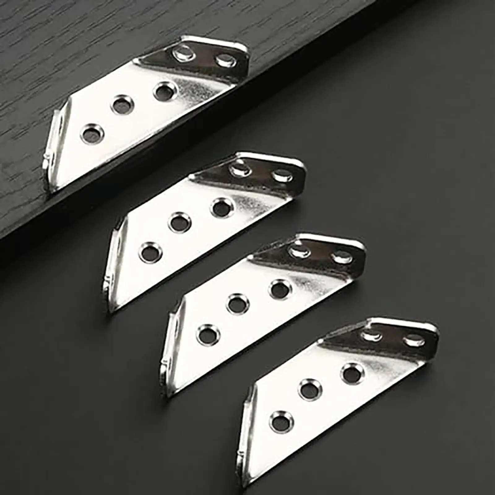 Description Picture 6 of item10Pcs Corner Brackets Furniture Corner Connector Stainless Steel Triangle Support Fasteners Cabinets Chairs Universal Bracket
