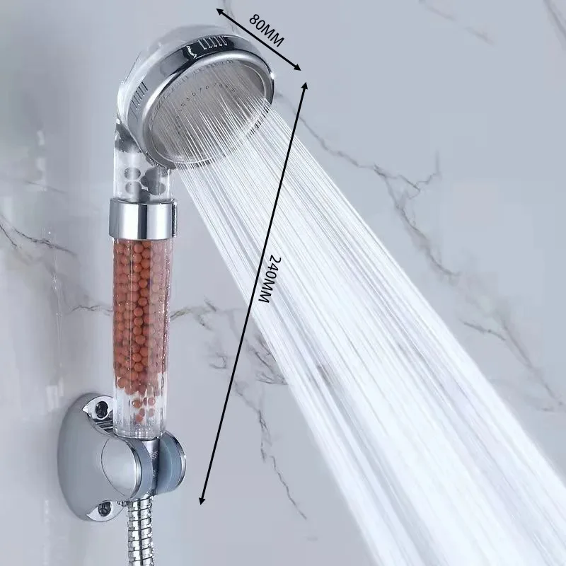 3 Functions High Pressure SPA Shower Head Saving Water Handheld Rainfall Bathroom Accessory Anion Filter Shower 6