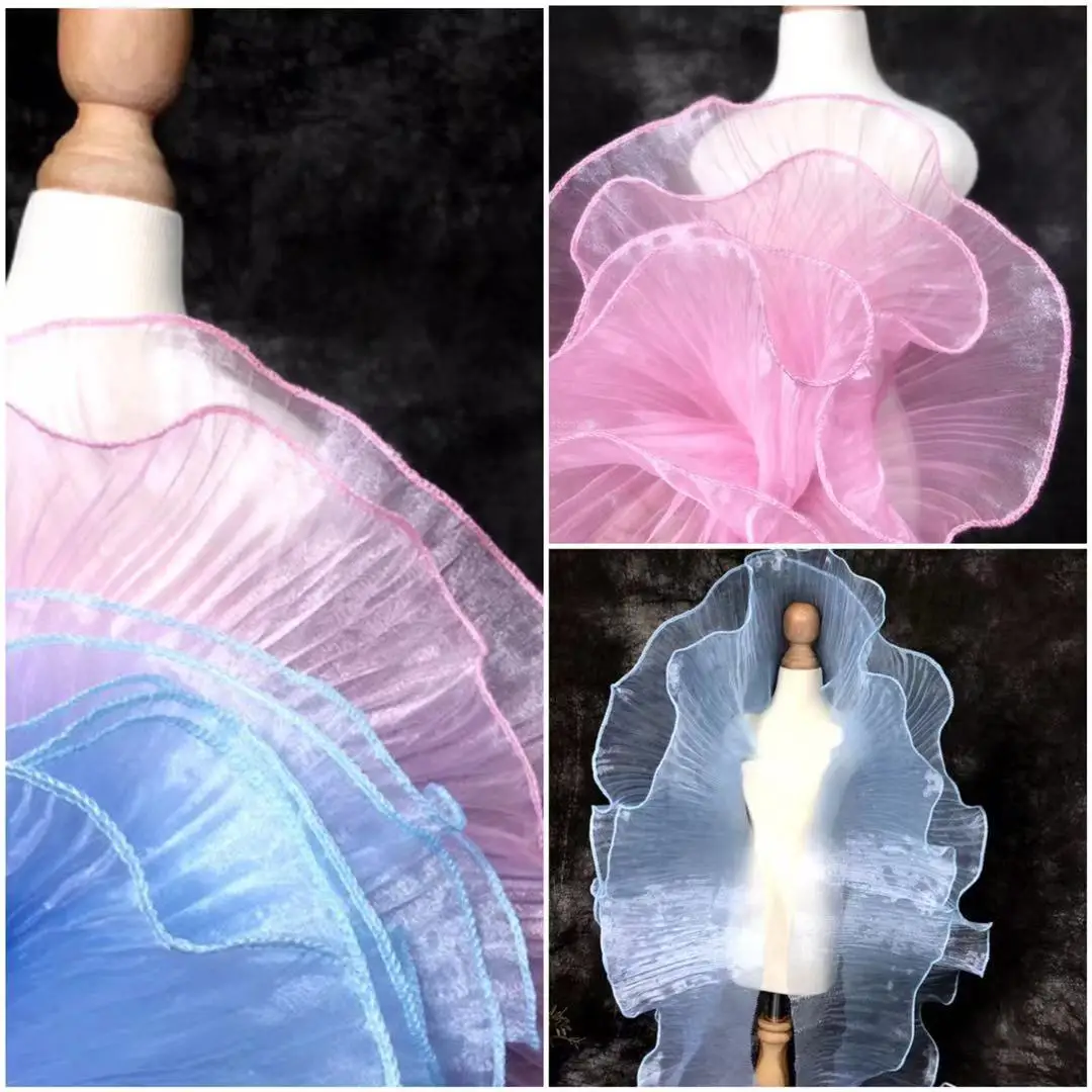 

1 ярд, цена, ширина 18 см, широкое кружево, волнистое большое кружево светильник-розовое, голубое, плиссированное, свадебное, дизайнерское кружево, аксессуары